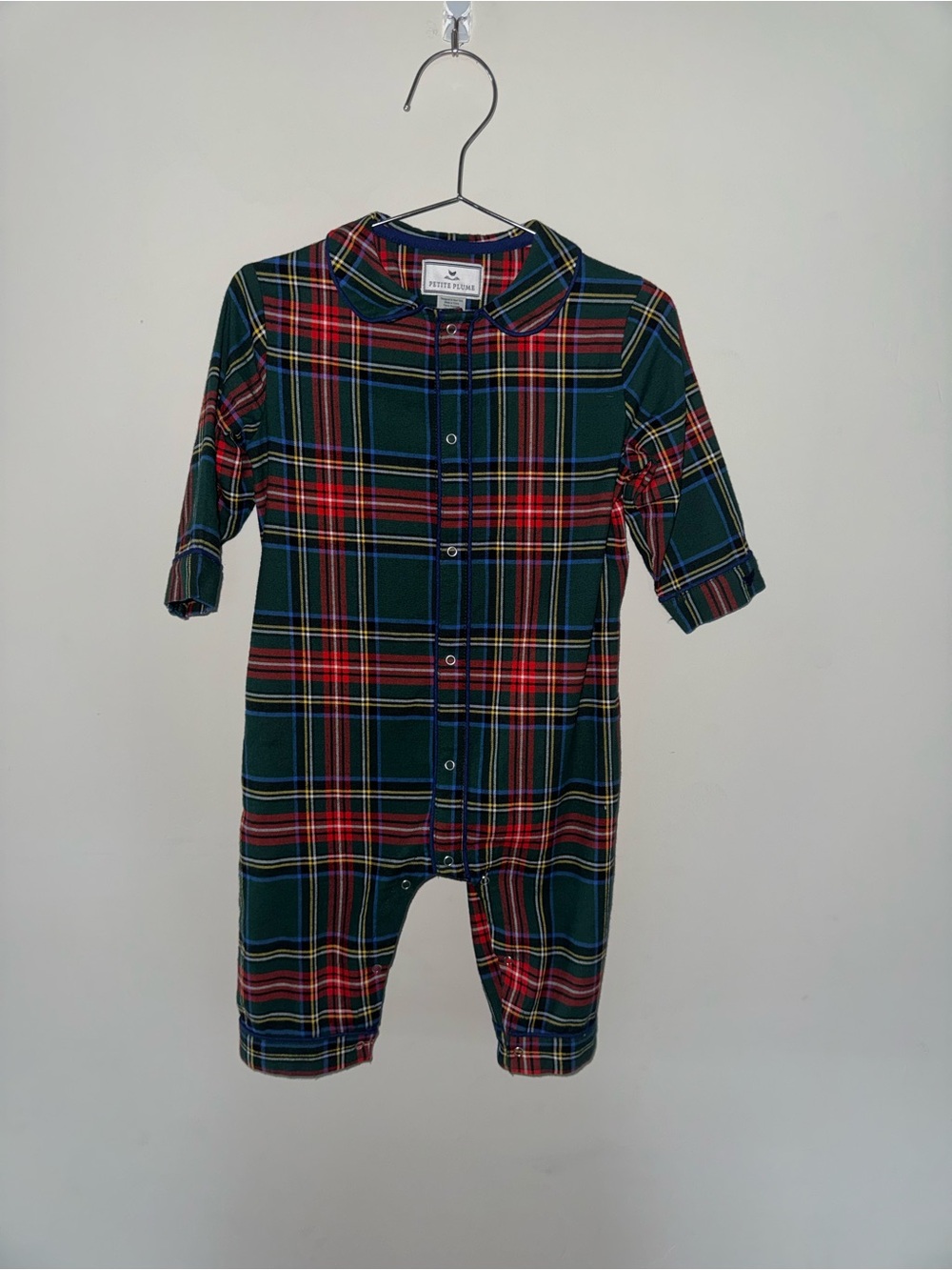 Petite Plume Green Plaid Cotton Kids One-Piece